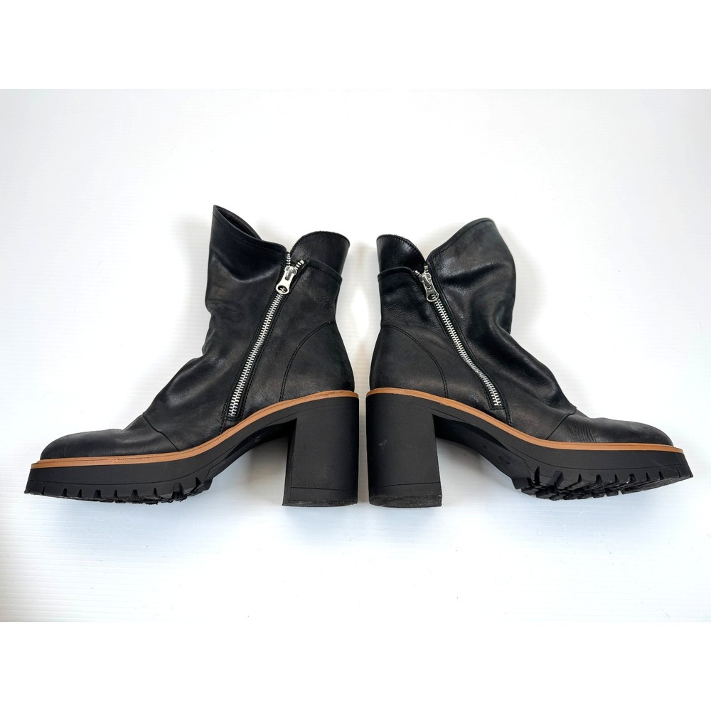 Free people‎ Jack Zip Ankle Boots Women 40 US 9-9.5 EUC Leather Block Heel Black - Picture 3 of 12